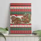 Aussie Wombat Christmas Canvas Wall Art Festive Knitted Pattern Inspired