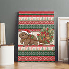 Aussie Wombat Christmas Canvas Wall Art Festive Knitted Pattern Inspired
