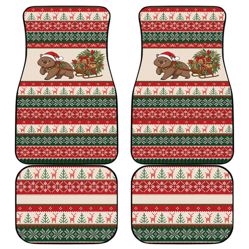 Aussie Wombat Christmas Car Mats Festive Knitted Pattern Inspired