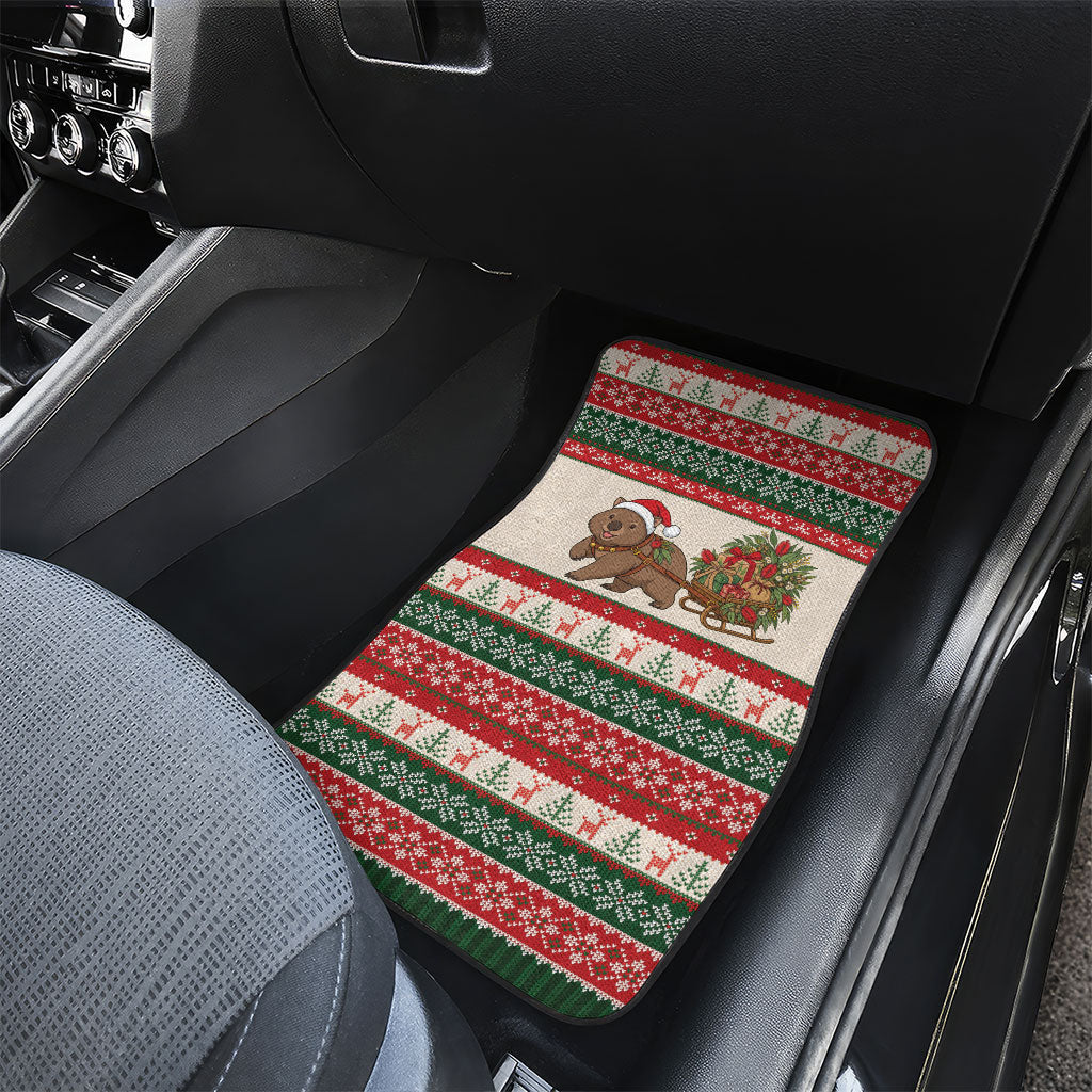 Aussie Wombat Christmas Car Mats Festive Knitted Pattern Inspired