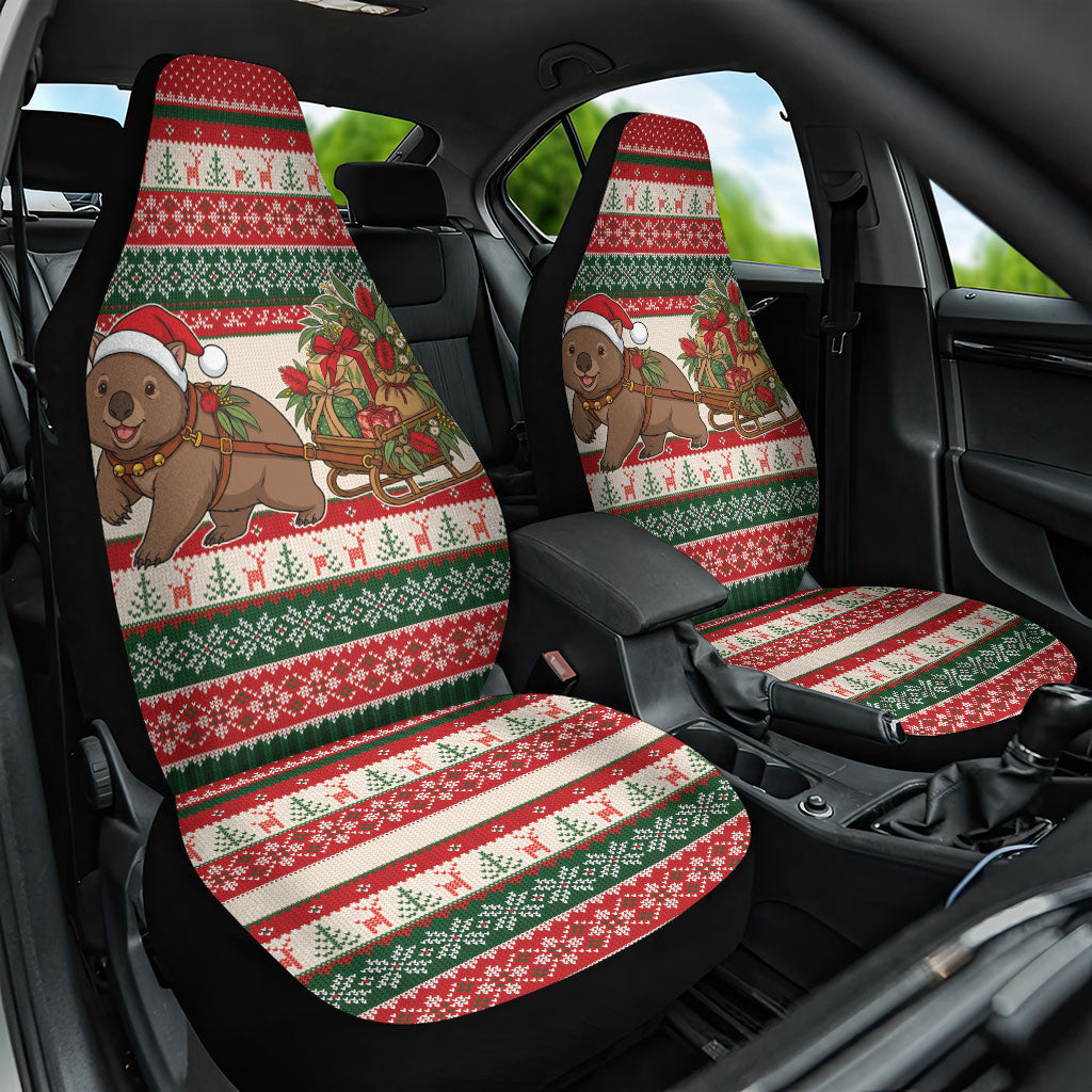 Aussie Wombat Christmas Car Seat Cover Festive Knitted Pattern Inspired