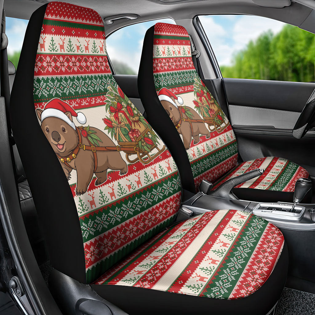 Aussie Wombat Christmas Car Seat Cover Festive Knitted Pattern Inspired