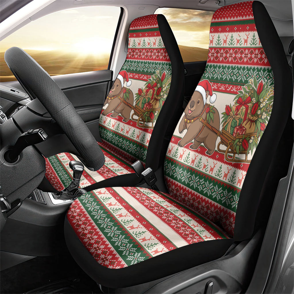 Aussie Wombat Christmas Car Seat Cover Festive Knitted Pattern Inspired