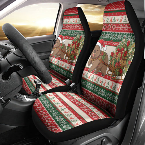Aussie Wombat Christmas Car Seat Cover Festive Knitted Pattern Inspired