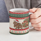 Aussie Wombat Christmas Ceramic Mug Festive Knitted Pattern Inspired