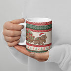 Aussie Wombat Christmas Ceramic Mug Festive Knitted Pattern Inspired