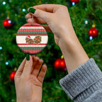 Aussie Wombat Christmas Ceramic Ornament Festive Knitted Pattern Inspired