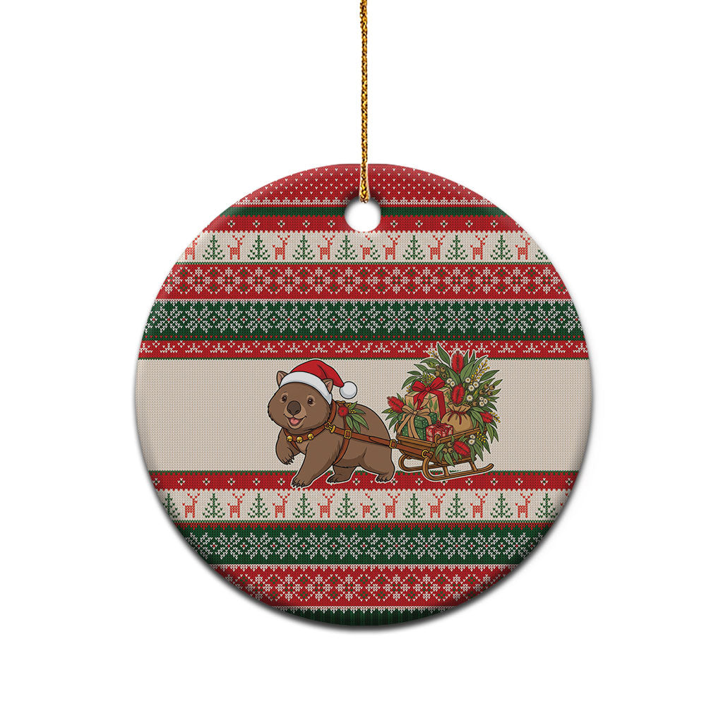 Aussie Wombat Christmas Ceramic Ornament Festive Knitted Pattern Inspired