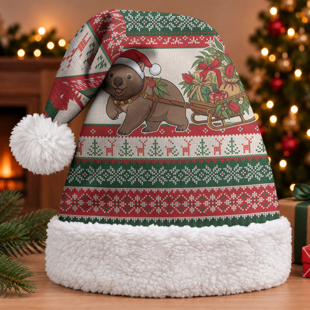 Aussie Wombat Christmas Santa Hat Festive Knitted Pattern Inspired