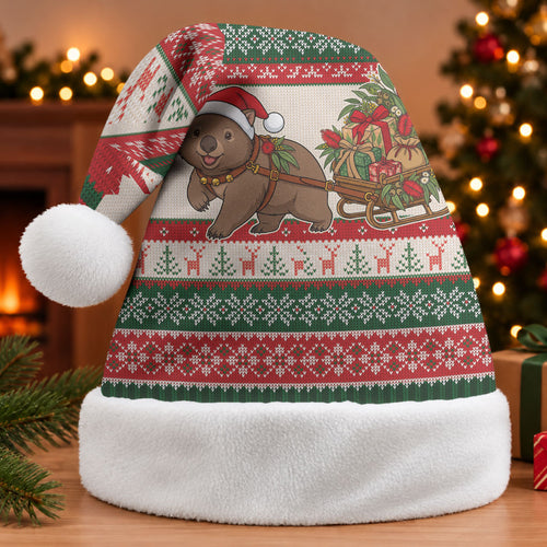 Aussie Wombat Christmas Santa Hat Festive Knitted Pattern Inspired