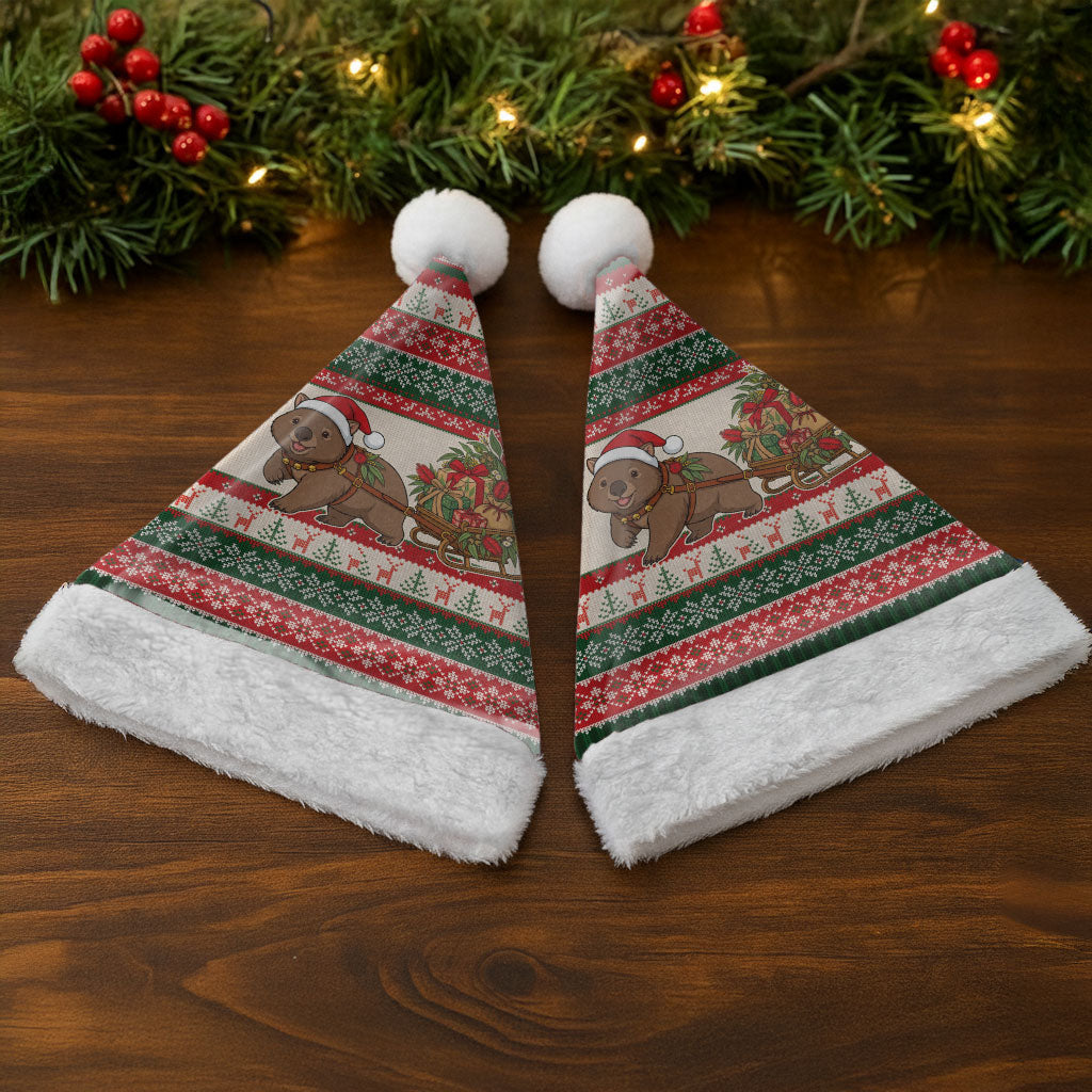 Aussie Wombat Christmas Santa Hat Festive Knitted Pattern Inspired