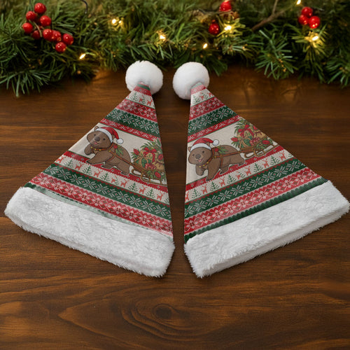 Aussie Wombat Christmas Santa Hat Festive Knitted Pattern Inspired