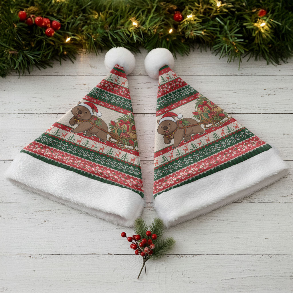 Aussie Wombat Christmas Santa Hat Festive Knitted Pattern Inspired