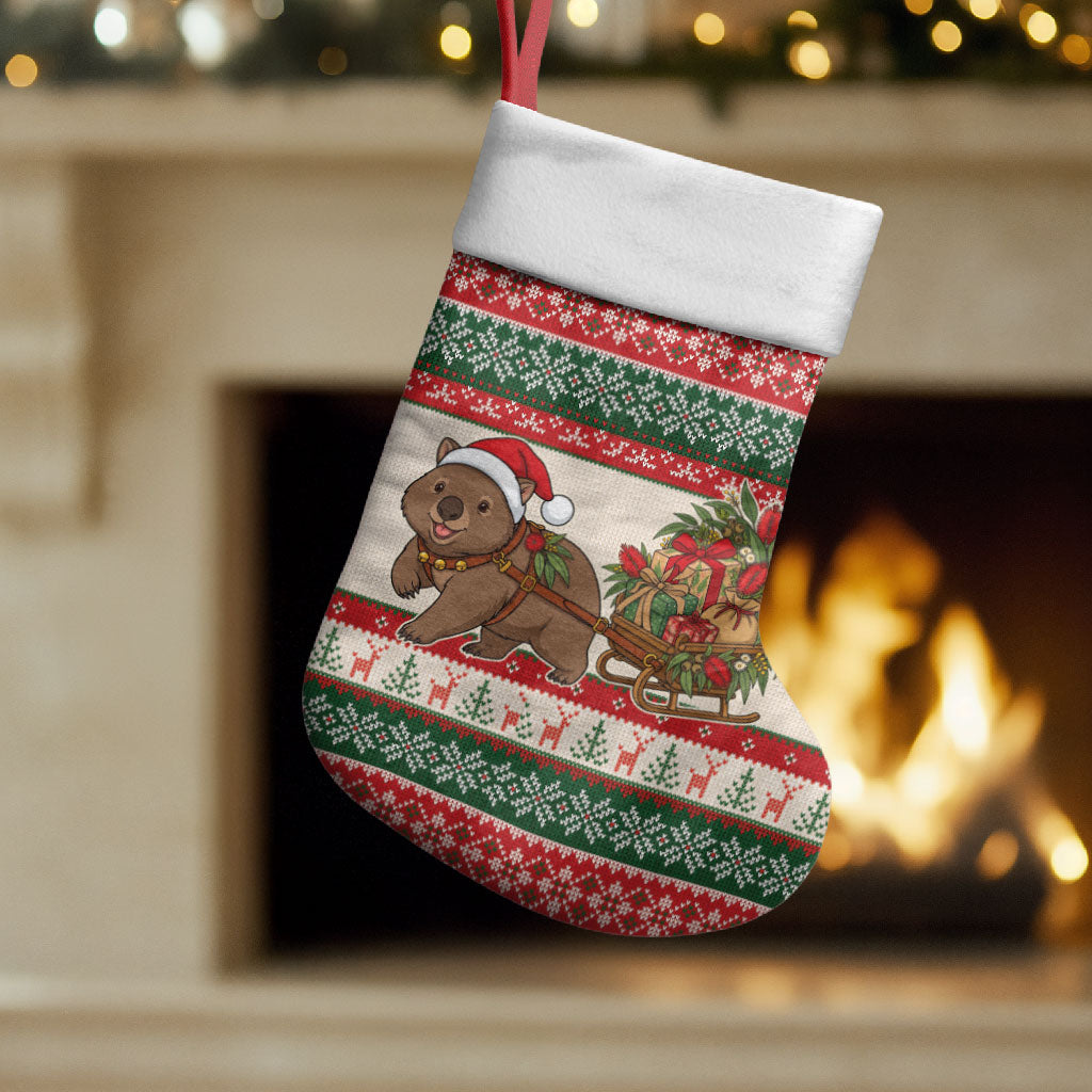 Aussie Wombat Christmas Stocking Festive Knitted Pattern Inspired