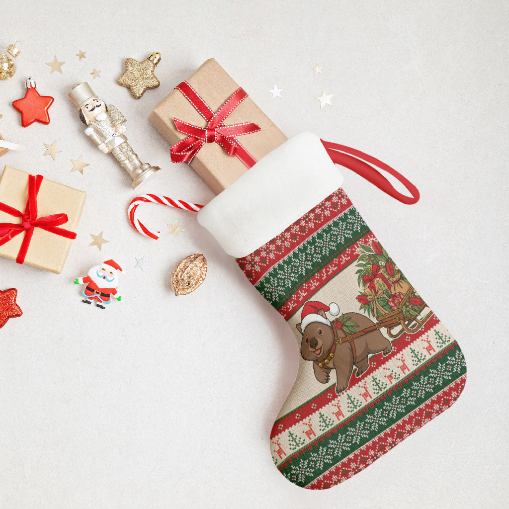 Aussie Wombat Christmas Stocking Festive Knitted Pattern Inspired