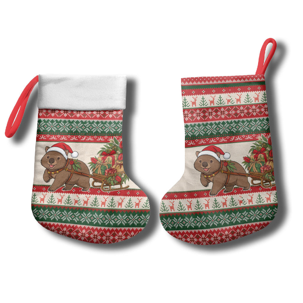 Aussie Wombat Christmas Stocking Festive Knitted Pattern Inspired