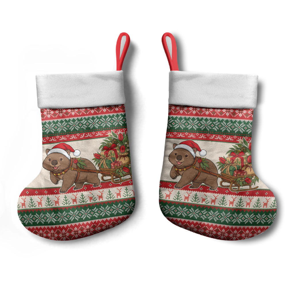 Aussie Wombat Christmas Stocking Festive Knitted Pattern Inspired