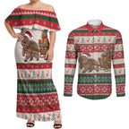 Aussie Wombat Christmas Couples Matching Off Shoulder Maxi Dress and Long Sleeve Button Shirt Festive Knitted Pattern Inspired