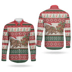 Aussie Wombat Christmas Couples Matching Off Shoulder Maxi Dress and Long Sleeve Button Shirt Festive Knitted Pattern Inspired