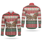 Aussie Wombat Christmas Couples Matching Off The Shoulder Long Sleeve Dress and Long Sleeve Button Shirt Festive Knitted Pattern Inspired