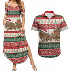 Aussie Wombat Christmas Couples Matching Summer Maxi Dress and Hawaiian Shirt Festive Knitted Pattern Inspired