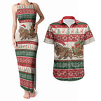 Aussie Wombat Christmas Couples Matching Tank Maxi Dress and Hawaiian Shirt Festive Knitted Pattern Inspired