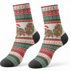 Aussie Wombat Christmas Crew Socks Festive Knitted Pattern Inspired