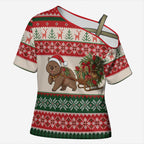 Aussie Wombat Christmas Cross Shoulder Shirt Festive Knitted Pattern Inspired