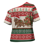 Aussie Wombat Christmas Cross Shoulder Shirt Festive Knitted Pattern Inspired