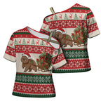 Aussie Wombat Christmas Cross Shoulder Shirt Festive Knitted Pattern Inspired