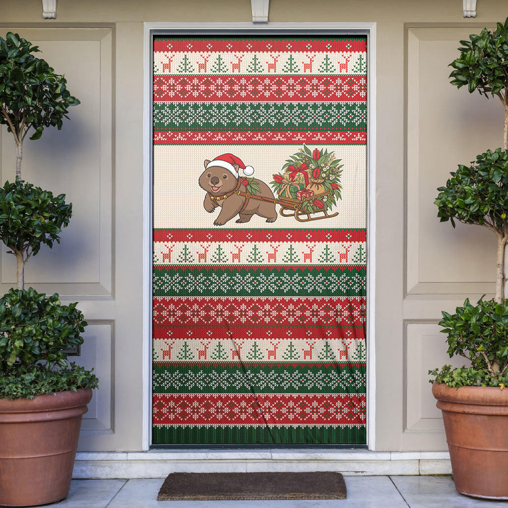 Aussie Wombat Christmas Door Cover Festive Knitted Pattern Inspired