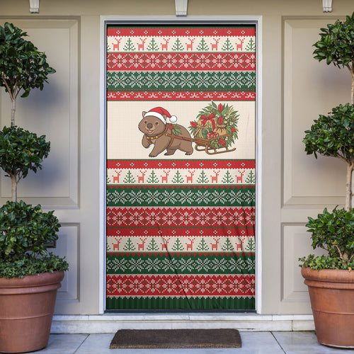 Aussie Wombat Christmas Door Cover Festive Knitted Pattern Inspired