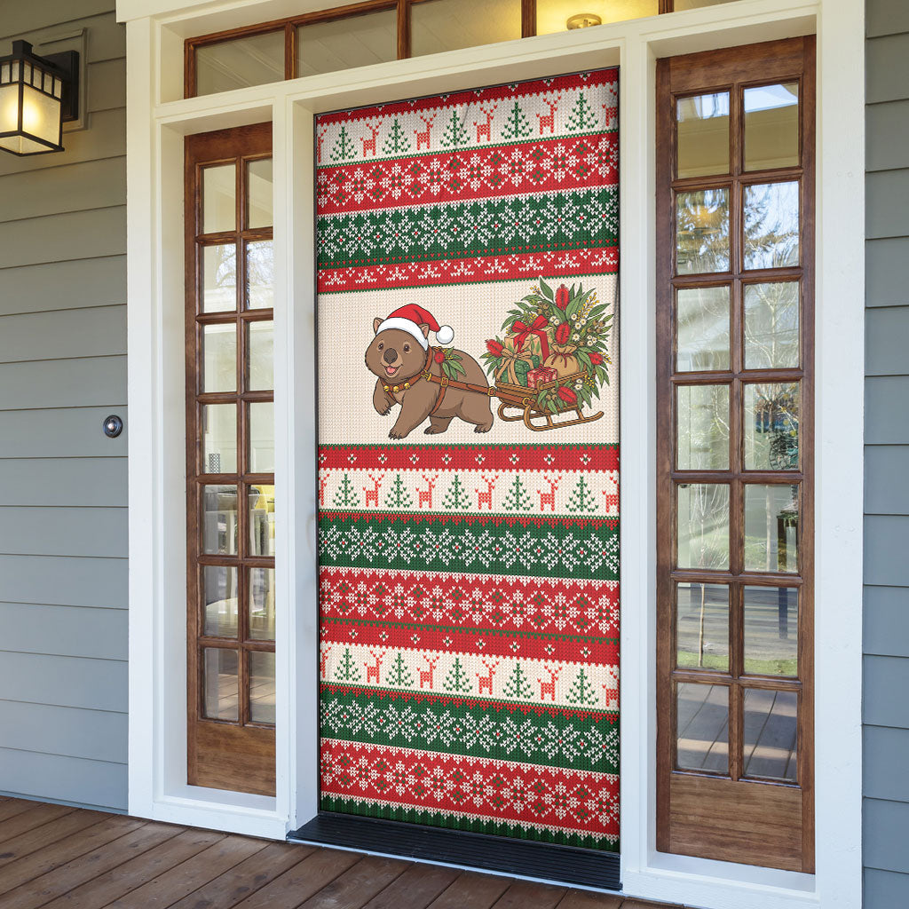 Aussie Wombat Christmas Door Cover Festive Knitted Pattern Inspired