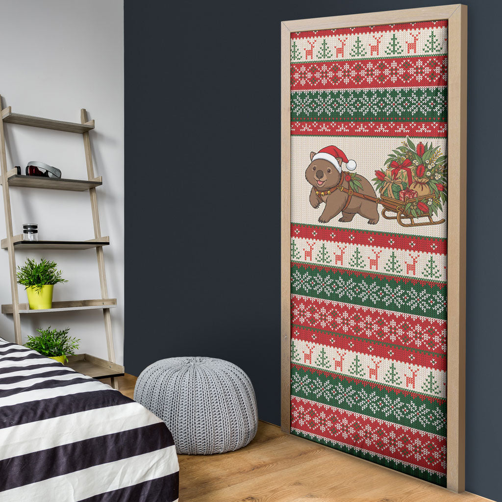 Aussie Wombat Christmas Door Cover Festive Knitted Pattern Inspired