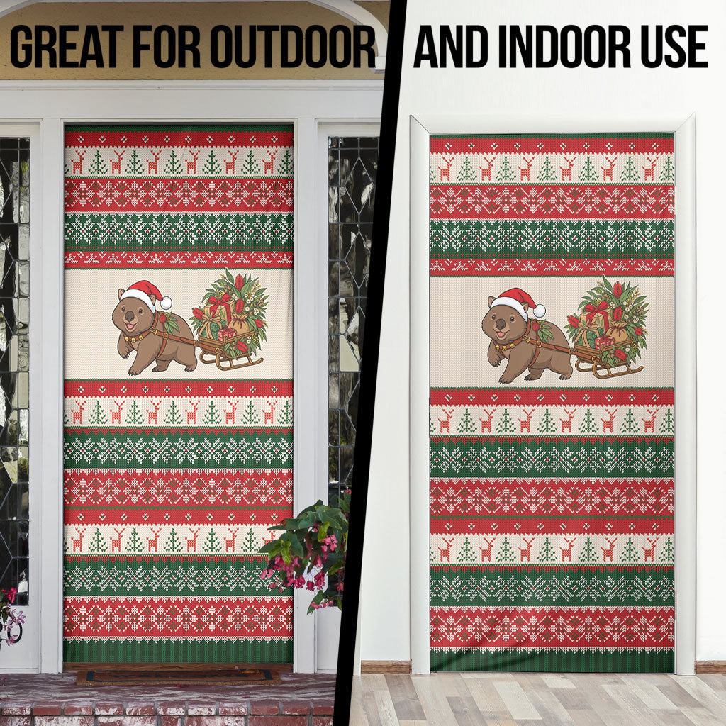 Aussie Wombat Christmas Door Cover Festive Knitted Pattern Inspired