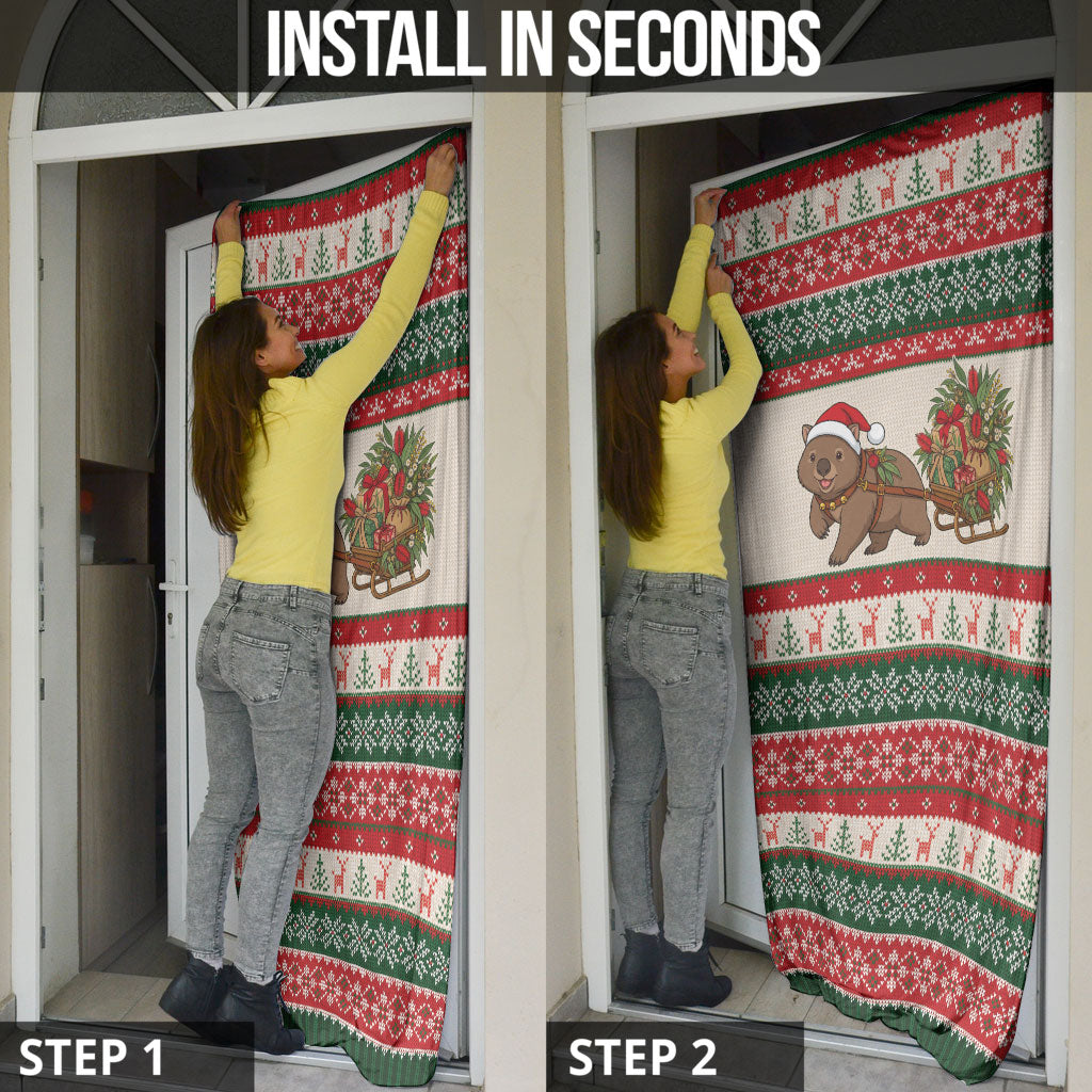 Aussie Wombat Christmas Door Cover Festive Knitted Pattern Inspired