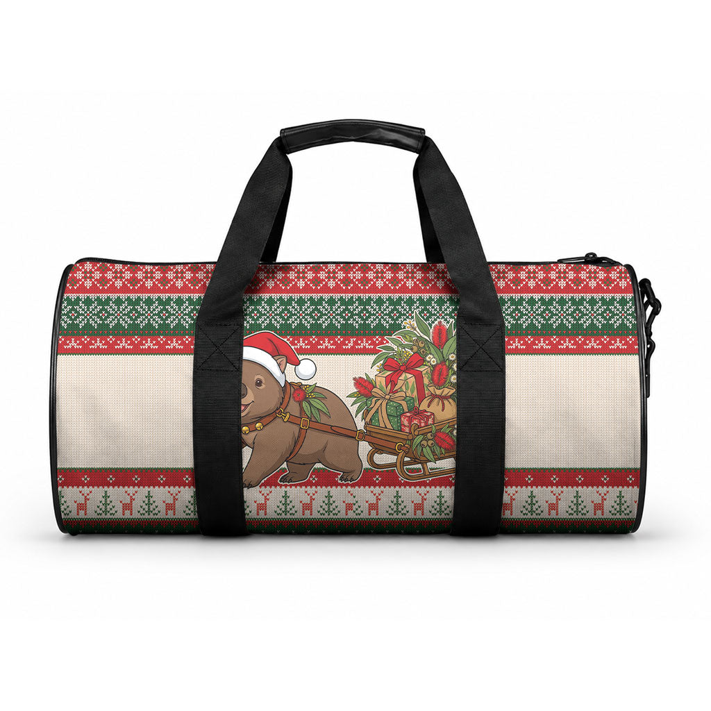 Aussie Wombat Christmas Duffle Bag Festive Knitted Pattern Inspired