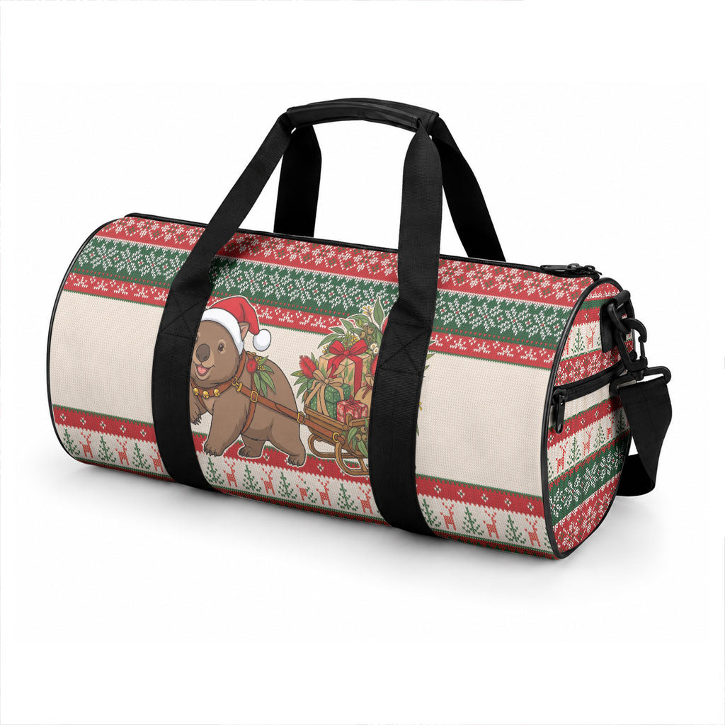 Aussie Wombat Christmas Duffle Bag Festive Knitted Pattern Inspired