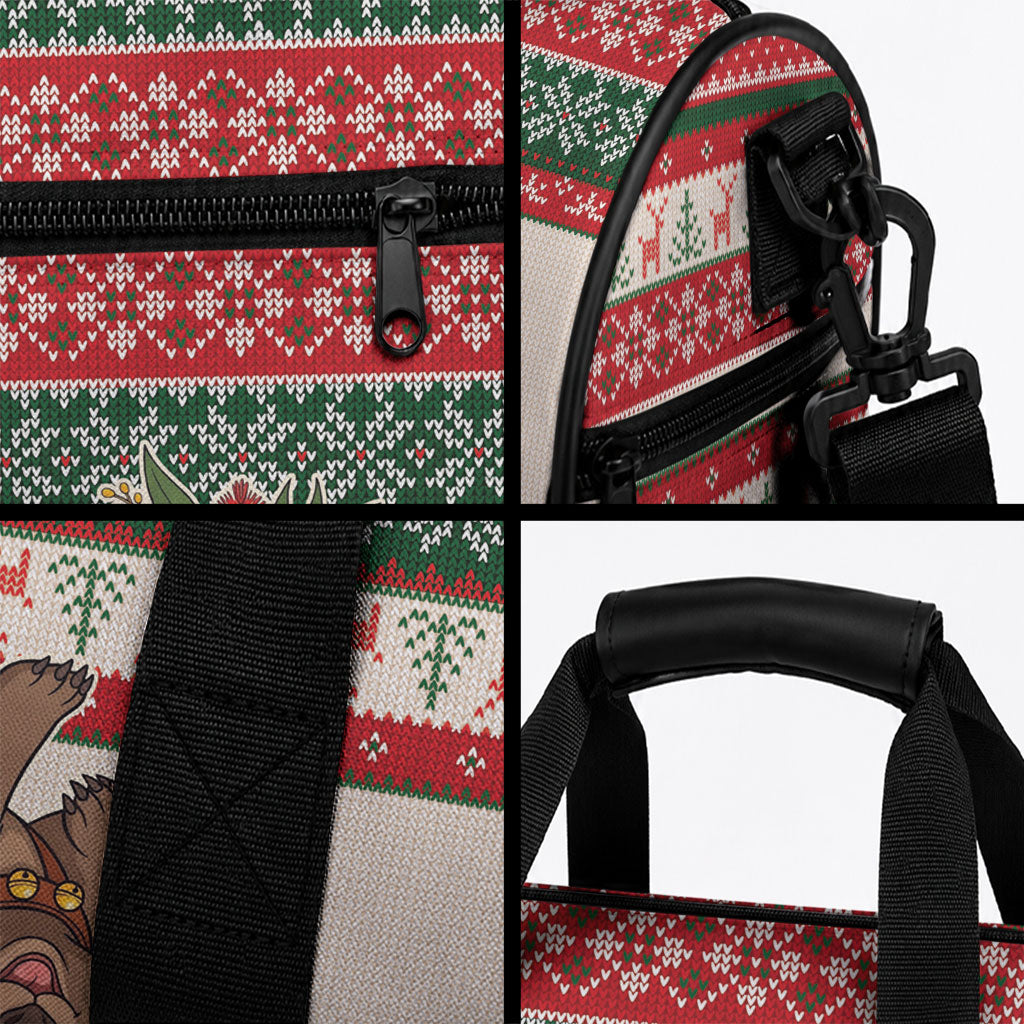 Aussie Wombat Christmas Duffle Bag Festive Knitted Pattern Inspired