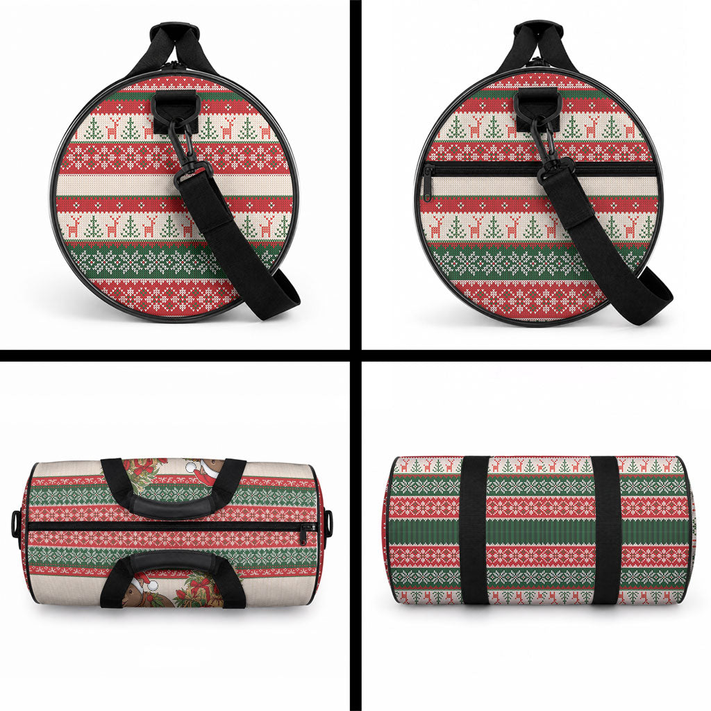 Aussie Wombat Christmas Duffle Bag Festive Knitted Pattern Inspired
