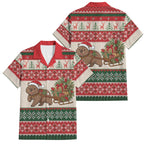 Aussie Wombat Christmas Family Matching Off Shoulder Maxi Dress and Hawaiian Shirt Festive Knitted Pattern Inspired