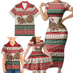 Aussie Wombat Christmas Family Matching Short Sleeve Bodycon Dress and Hawaiian Shirt Festive Knitted Pattern Inspired