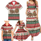 Aussie Wombat Christmas Family Matching Summer Maxi Dress and Hawaiian Shirt Festive Knitted Pattern Inspired