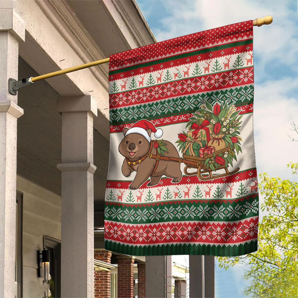 Aussie Wombat Christmas Garden Flag Festive Knitted Pattern Inspired