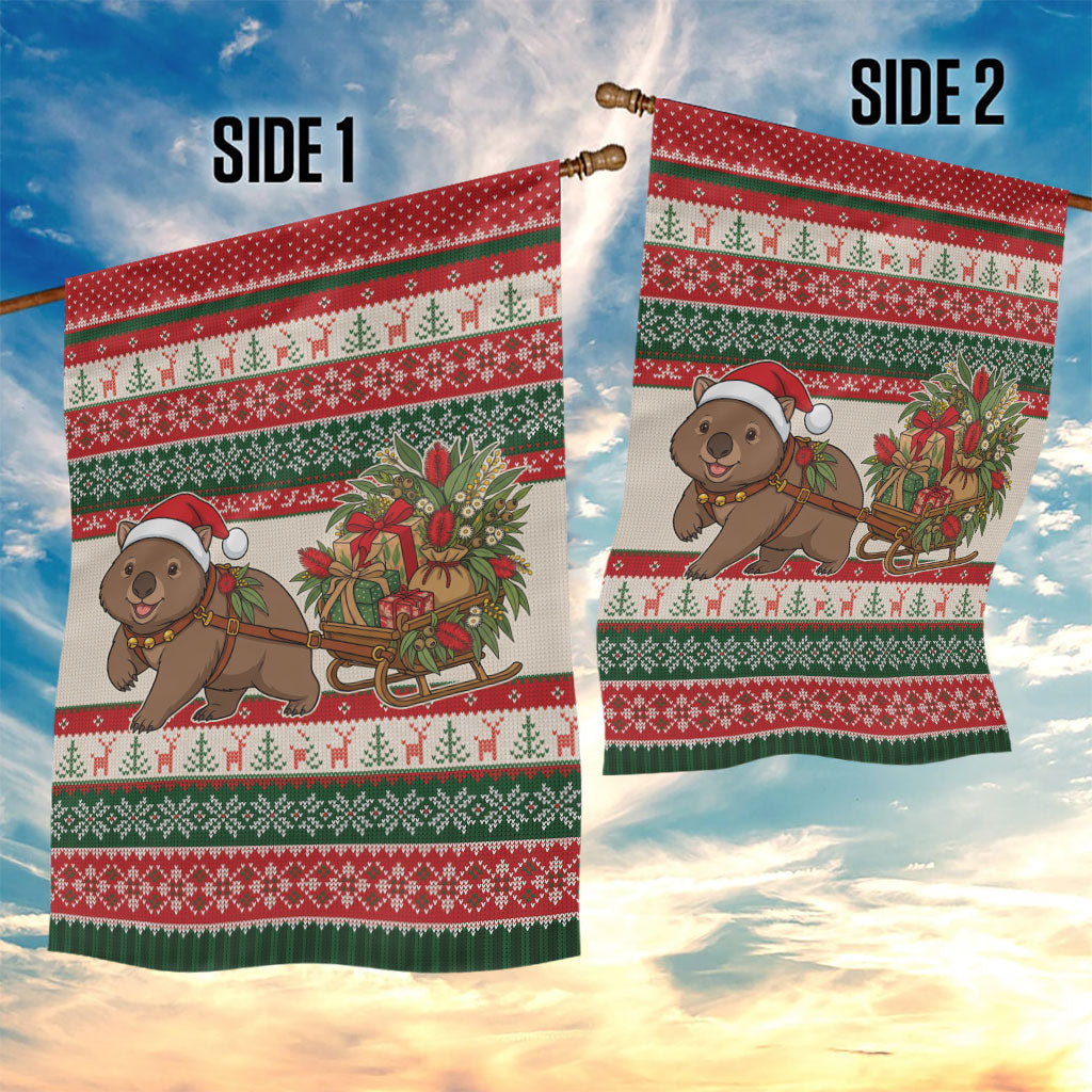 Aussie Wombat Christmas Garden Flag Festive Knitted Pattern Inspired
