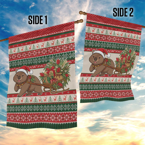 Aussie Wombat Christmas Garden Flag Festive Knitted Pattern Inspired