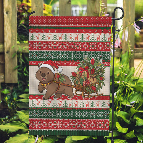 Aussie Wombat Christmas Garden Flag Festive Knitted Pattern Inspired
