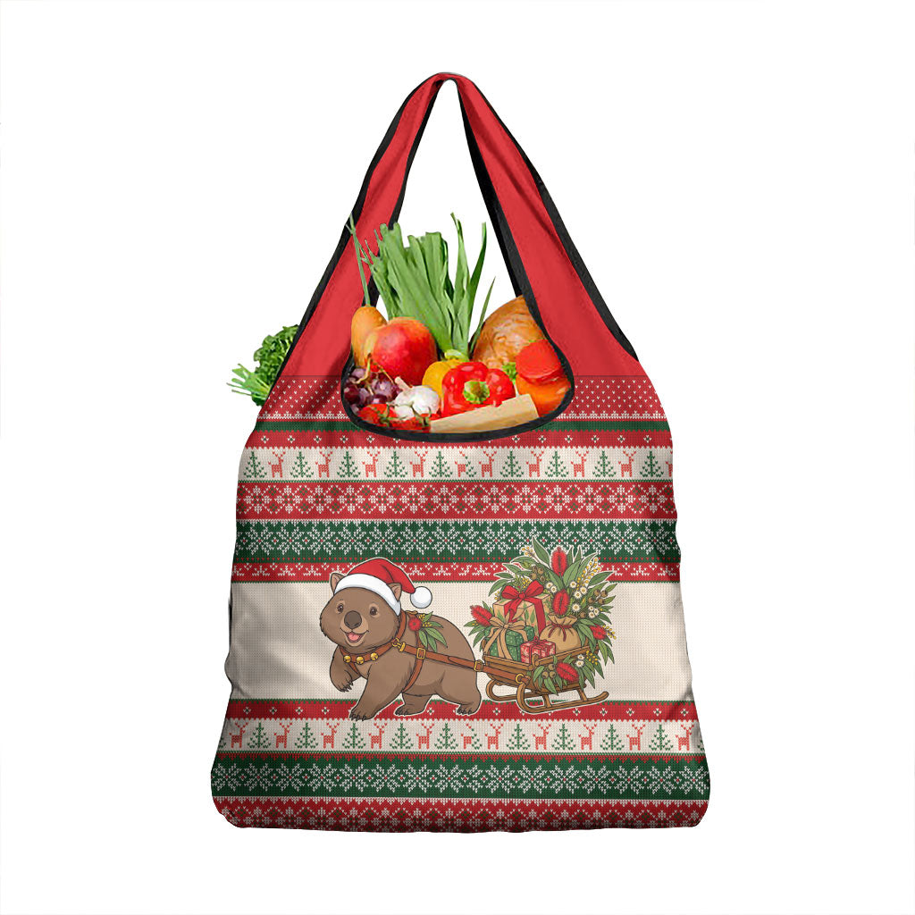 Aussie Wombat Christmas Grocery Bag Festive Knitted Pattern Inspired
