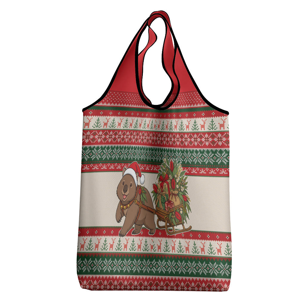 Aussie Wombat Christmas Grocery Bag Festive Knitted Pattern Inspired