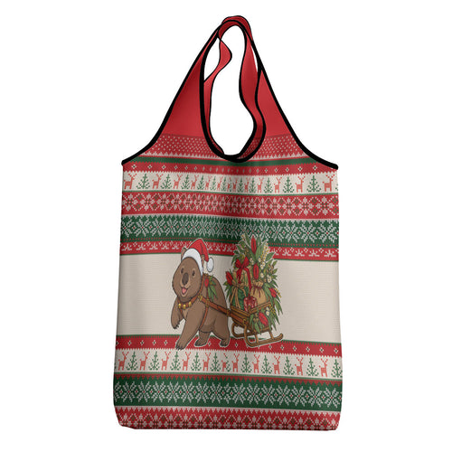 Aussie Wombat Christmas Grocery Bag Festive Knitted Pattern Inspired